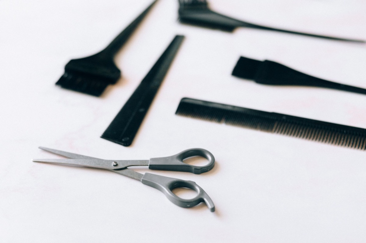 Flat iron and rollers on a surface
